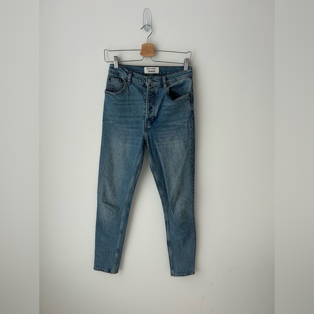 reformation jeans maya Blue high rise skinny button - Picture 2 of 11